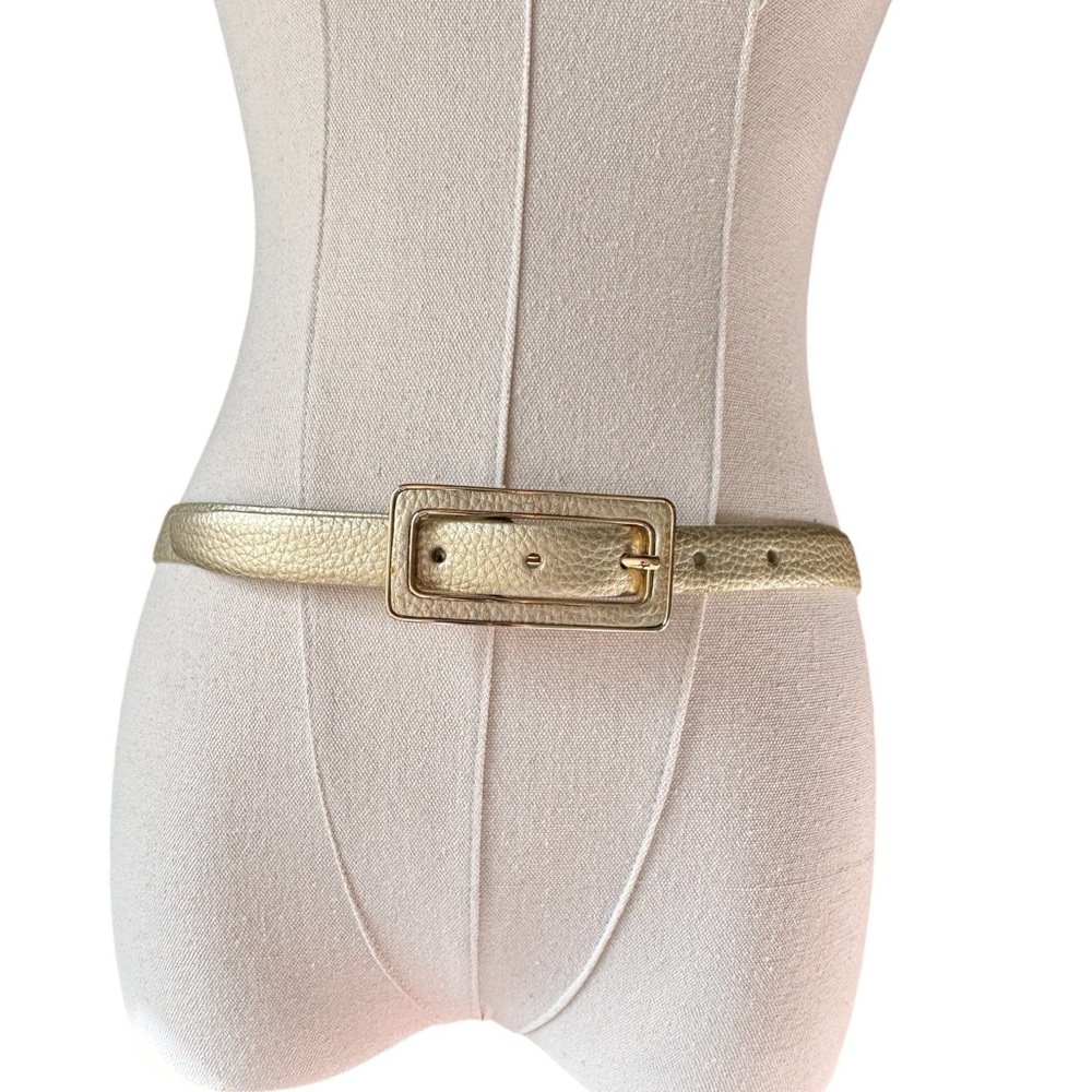 🔵 3/ $15 - Skinny Gold Faux Leather Belt with Buckle - NEW